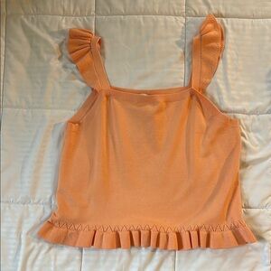 LOFT Orange Ruffled Camisole Sleeveless Top